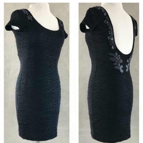 Free People Beaded Body Con Low Back Dress S - Picture 2 of 12